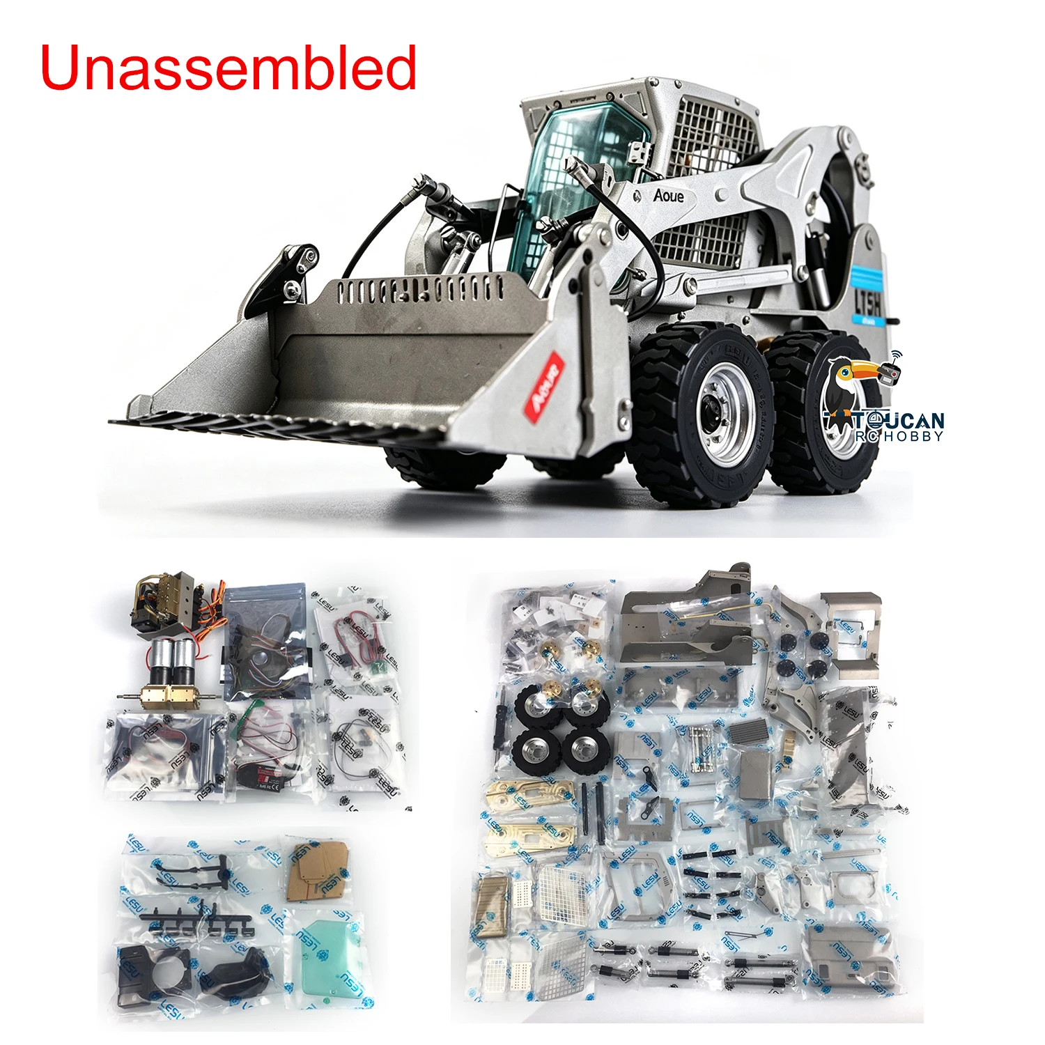 LESU 1/14 RC Aoue-LT5H Hydraulic Metal Wheeled Skid-Steer Loader DIY KIT Model Sound Light TH17188-SMT4