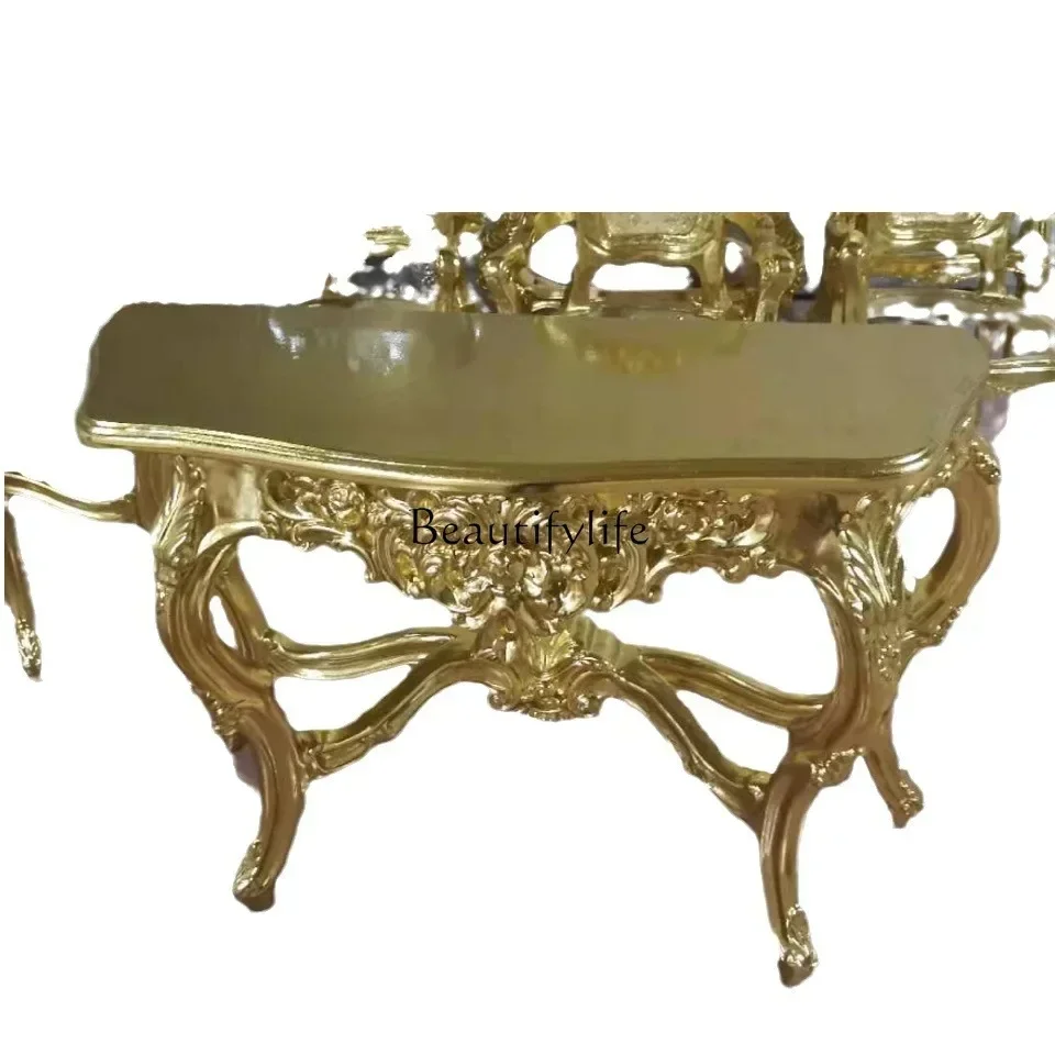 D06retro منحوتة الشرفة العتيقة الجدول الزخرفية خزانة مضمد طاولة جانبية على الحائط