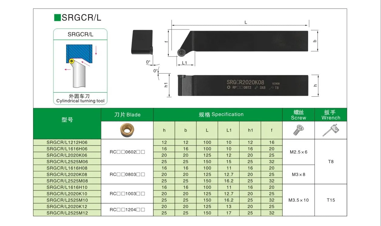 LIHAOPING SRGCR External Turning Tools CNC Lathe Cutter Holder SRGCR1616H08 SRGCR2020K08 SRGCR2525M10 SRGCR2020 SRGCR2525 Insert