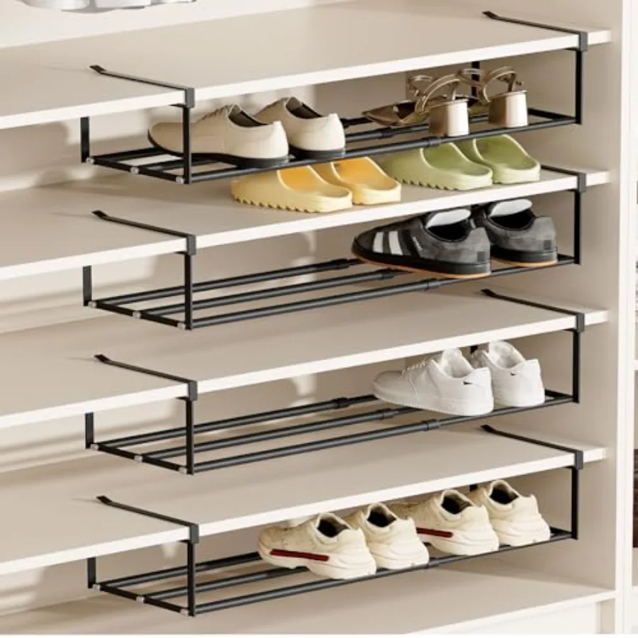 

Expandable Hanging Shoe Rack Organizer for Closet, Adjustable Shoe Rack Under Cabinet Shelf, Versatile Under Shelf Storage for