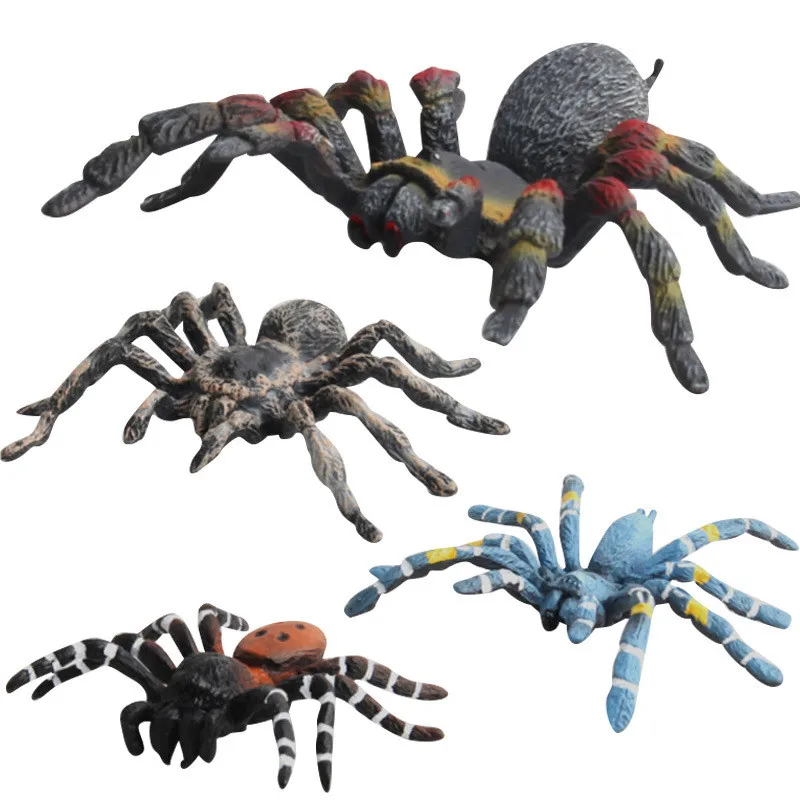 Modelo de aranha falso realista para crianças, animal de plástico, tarântula, aranha preta, adereços de Halloween, brinquedos gigantes, presente