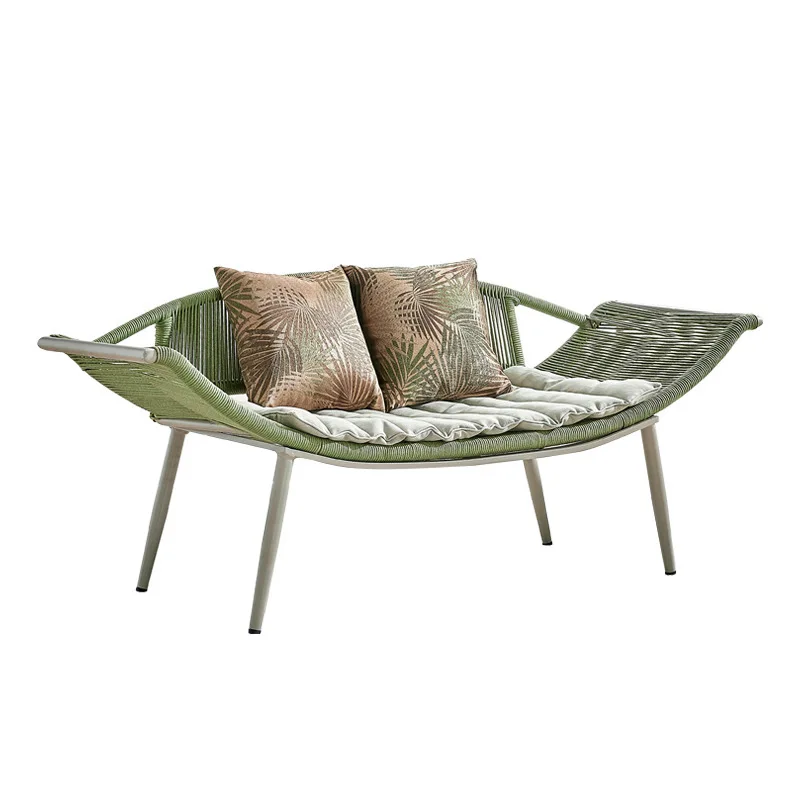 

%European Style Outdoor Two Seat Plant Vine Rattan Sofa High-Elastic Foam Cushion-Garden Courtyard Balcony Sunshine Room Sofa