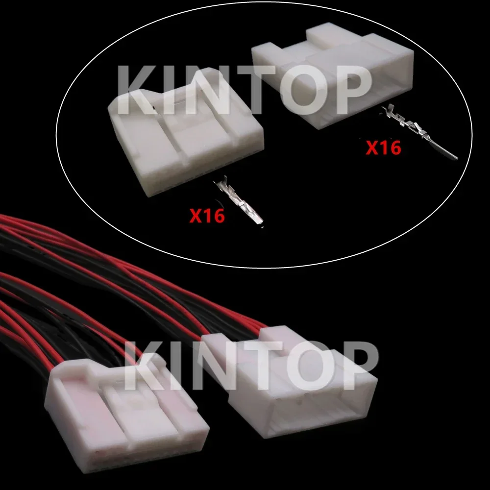 

16 Pins Auto AC Assembly Connector 6098-4008/90980-12423 6098-7336 Auto Rearview Mirror Switch Electric Wire Socket For Toyota