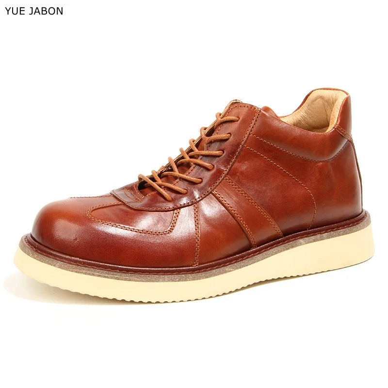 Horse Leather Retro Men's Boots Genuine Leather Men Ankle Boots Platform Shoes Wear resistant Non-slip Autumn Winter Shoes Male