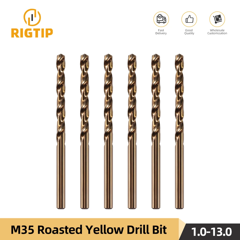 RIGTIP HSS-Co M35 Cobalt Twist Drill Bit For HSSE Metal Aluminum Copper Stainless Steel Titanium Drilling Tool 1mm-13m