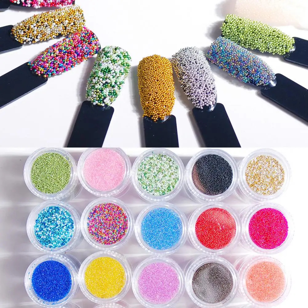 1 Bottle Nail Caviar Beads Shining Colored Mini Glass Bead DIY Nail Art Accessories Micro Beads Necklace Phone Case Decorations