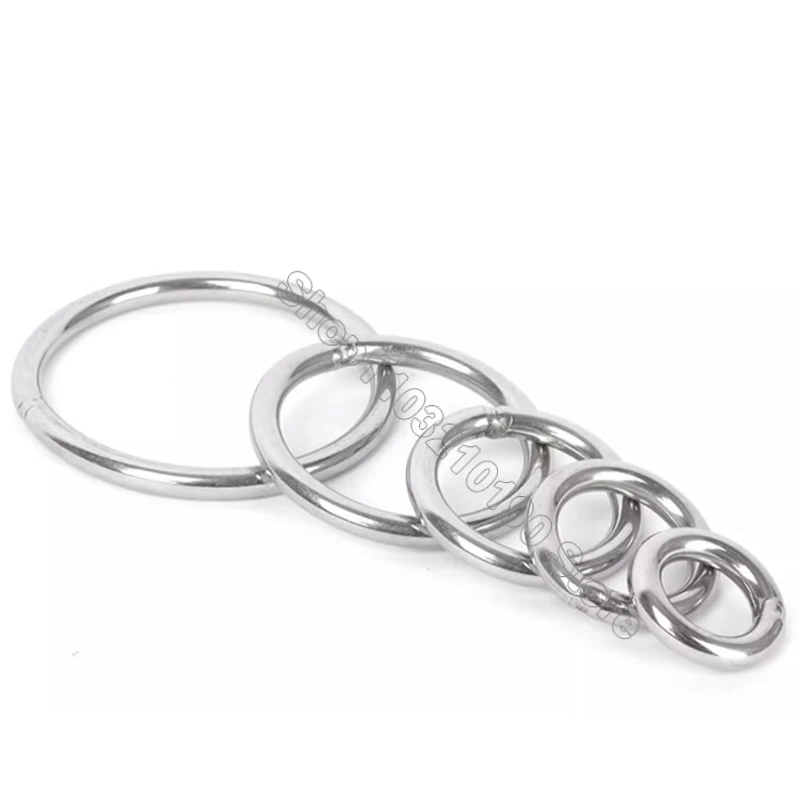 1Pc M5 M6 Heavy Duty Welded Round Rings Seamed Solid O Ring 304Stainless Steel For Rigging Hammock Yoga Hanging Ring OD 25-350mm