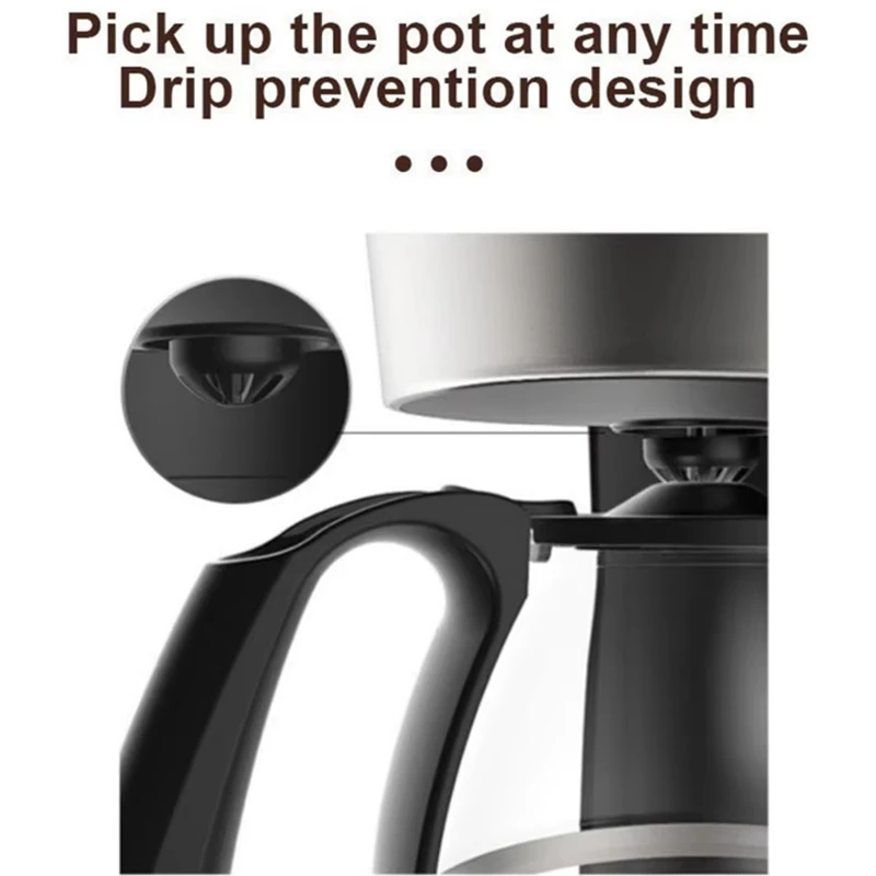 ماكينة صنع القهوة الكهربائية - 750 مل - 6 أكواب - ماكينة صنع القهوة بالتنقيط - مع وظيفة مضادة للتنقيط - زجاج البورسليكات - كارافي - قابس الاتحاد الأوروبي