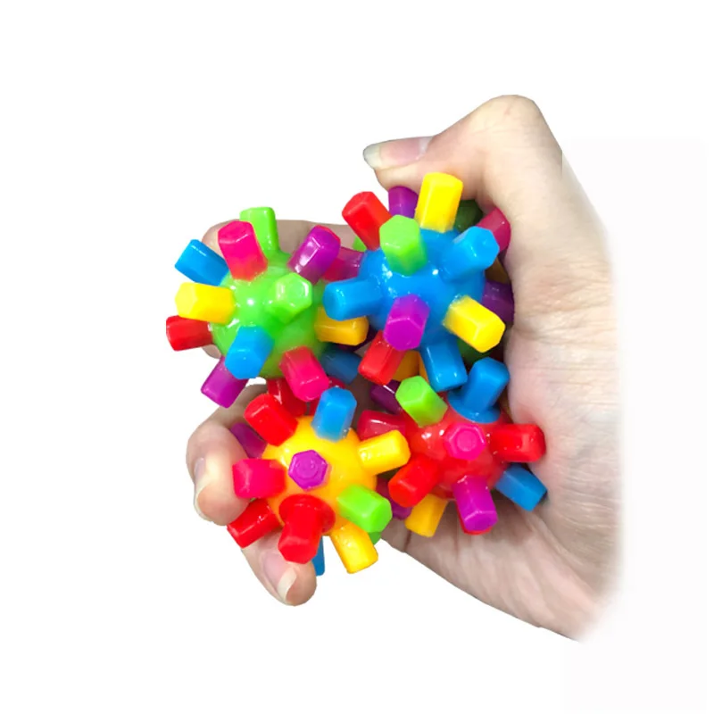 Mini pelota de Pilar colorida para entrenamiento de integración sensorial, rompecabezas elástico de arcoíris, bola de fuegos artificiales, juguete para aliviar el estrés, juguete educativo