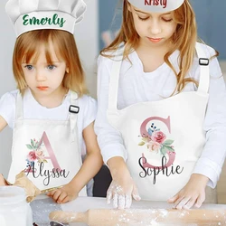 Grembiule personalizzato per bambini grembiule da cucina grembiule da cucina fiore rosa iniziale e nome grembiule per bambini personalizzato ragazze grembiule da cucina regalo