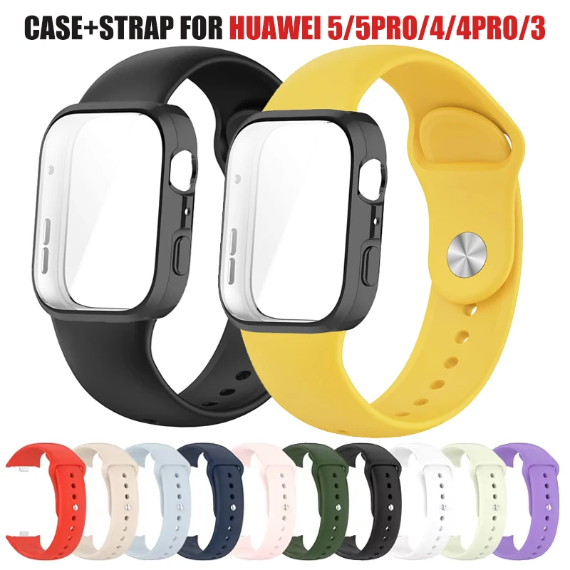 2-in-1-Uhren-TPU-Gehäuse + Silikonarmband für Huawei Watch Fit 5/Fit 5 Pro Armband Correa für Huawei Fit 4 Pro Fit 4 Fit 3
