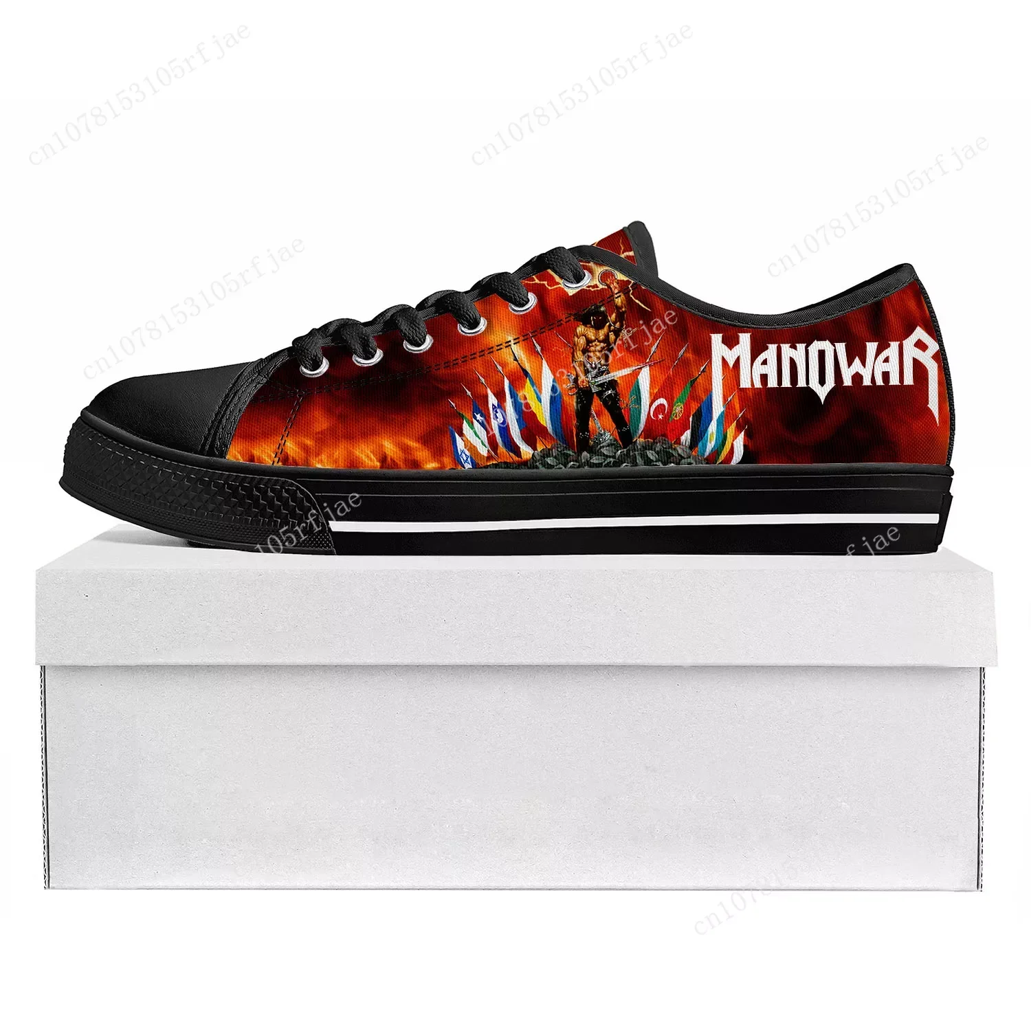 Manowar Band Low Top High Quality Sneakers Mens Womens Teenager Canvas Customized Sneaker Casual Couple Shoes Custom Made Shoe