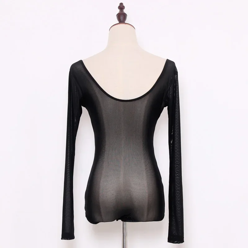 أزياء الرقص الشرقي الشبكية كبار طويلة الأكمام الرقص الشرقي الجسم الأعلى للنساء الرقص الشرقي مثير شفافة عارية أسود طويل قمم