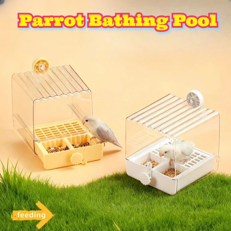 

Parrot Bathing Pool Bird Feeder Multifunctional Splash Proof Cage Accessories Cockatiels Budgies Parakeets Grooming Supplies New