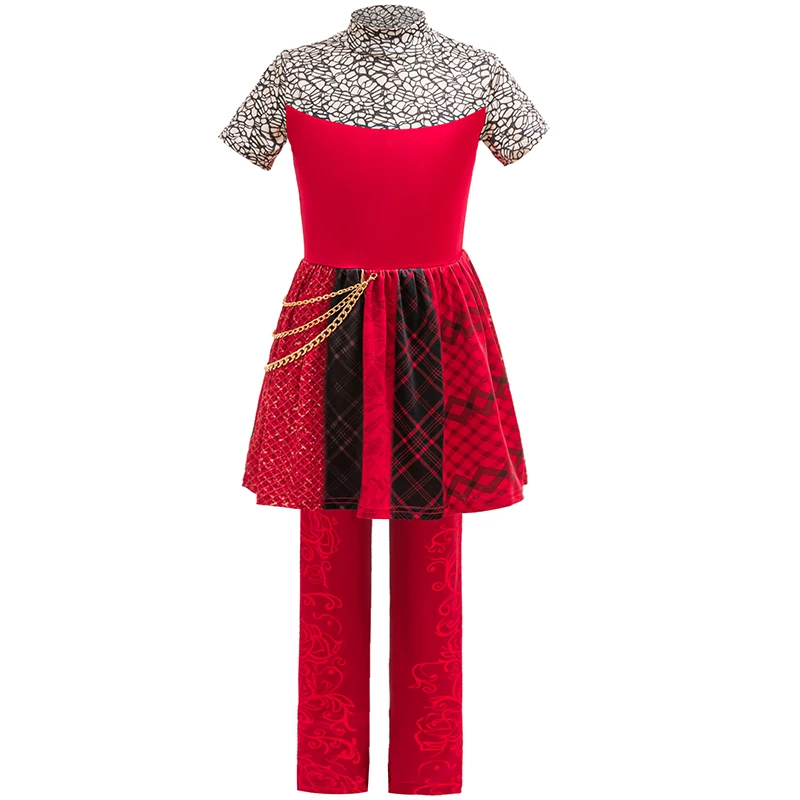 Rotes Kostüm für Mädchen, Karneval-Cosplay, Rise of Red Kostüm, Herzkleid, Jacke, Hosen-Set, Halloween-Party-Verkleidung für Kinder – Detail 4