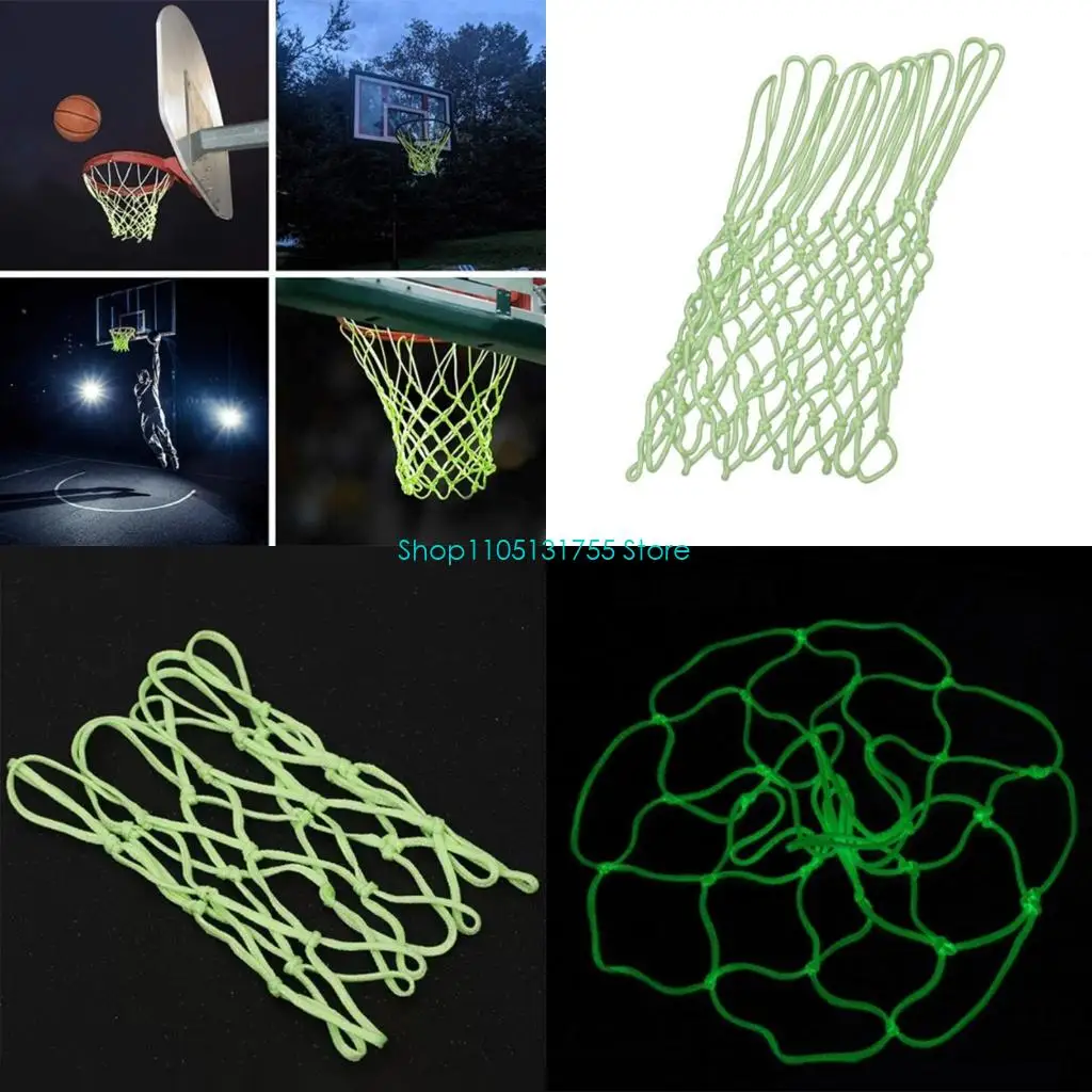 

K0EF Nylon Glowing Basketball Hoop Rims Net Standard Size Glowing Basketball Net