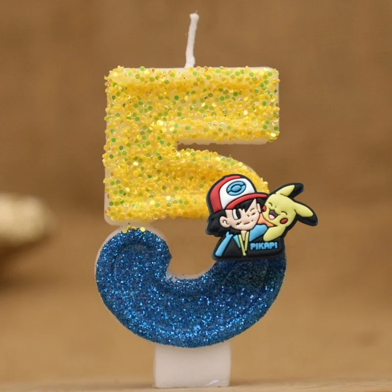 Pokemon Monster Digital Candle Kids Birthday Cake Decoration Cartoon Anime Figure Supplies Party Accessories Christmars Gifts