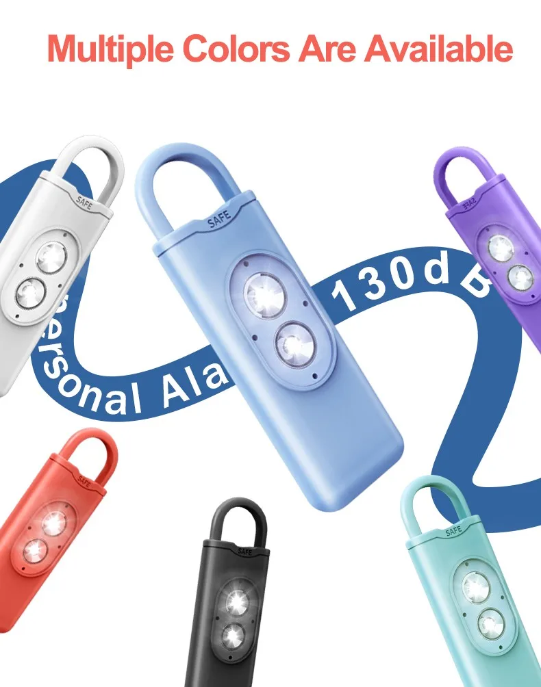 【مساعدة الفتاة!】FreeShip مع 130dB و2 ضوء LED ترقية سلسلة مفاتيح إنذار الجيب الشخصية للنساء شخص السلامة في حالات الطوارئ #3