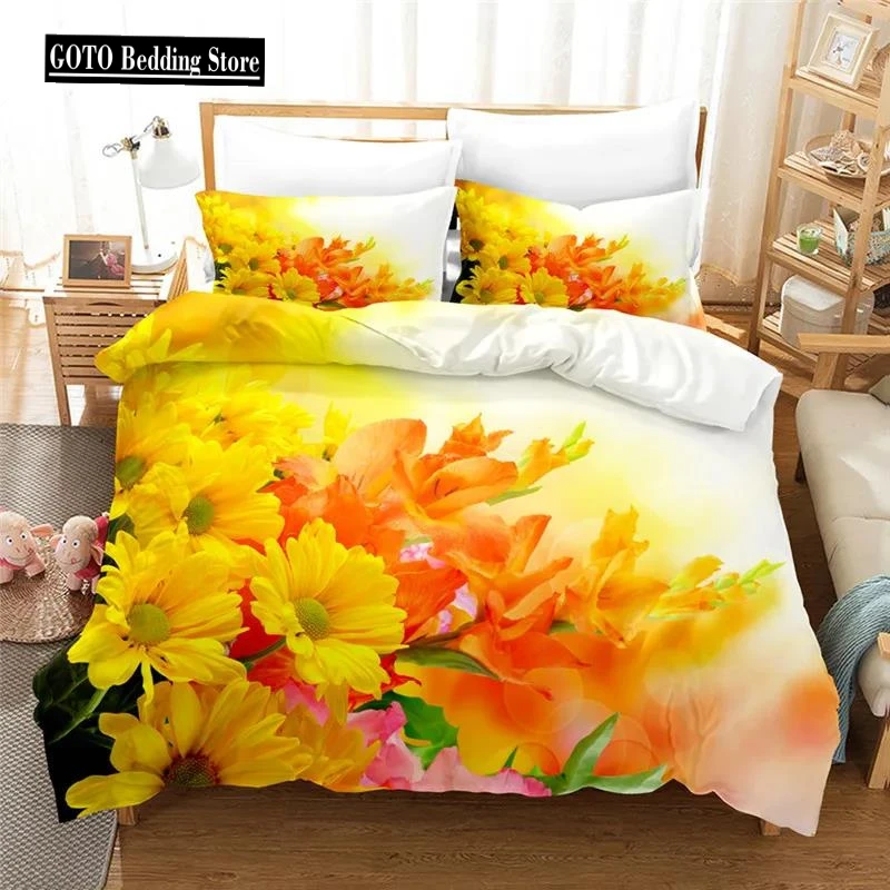 

EU Super King 260x220 Double Duvet Cover Sets Comforter Bedding Sets Bedclothes 3D Print Hd Pastoral Style Flowers Plants New