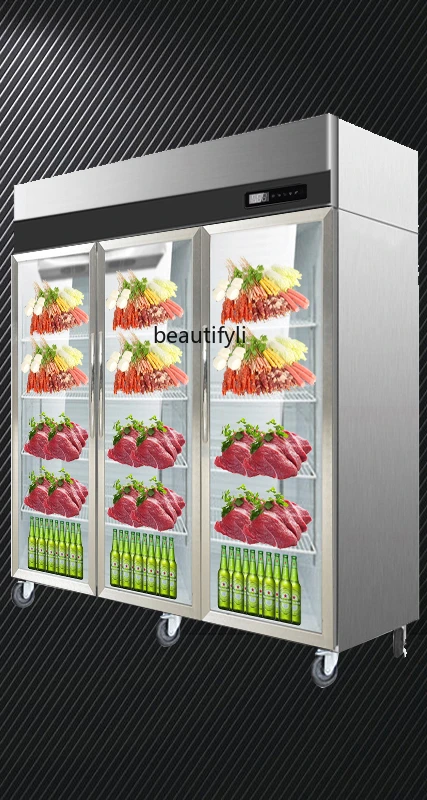 Air-cooled and frost-free commercial display cabinet refrigerated and frozen double temperature baking cake freezer