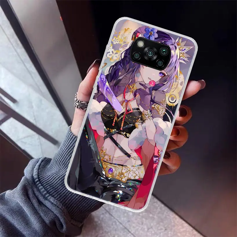 Genshin Impact Raiden Shogun Baal Anime Phone Case For Xiaomi Poco X6 X7 X5 X3 Nfc X4 GT M5S F6 F5 Pro M3 F3 M5 M4 F4 5G Soft TP image 2