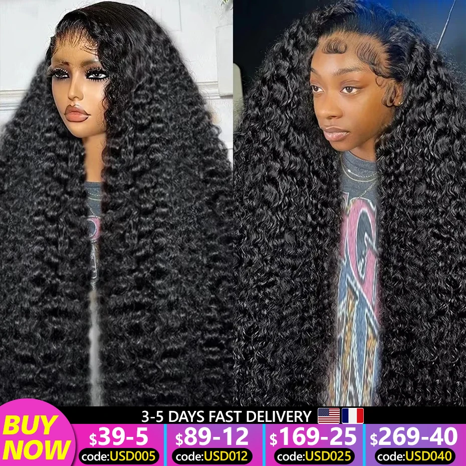 30 40 Inch Deep Wave 180 Density 13x4 13x6 Lace Frontal Wig Brazilian Curly Transparent Lace Front Human Hair Wigs For Women