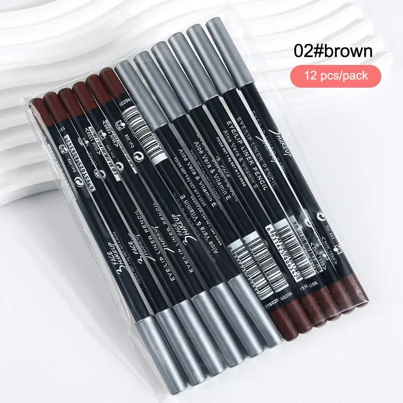 12Pcs High Pigmented Eyeliner Eyebrow Pencil Hard Refill Black Brown Long Lasting Waterproof Makeup Cosmetic Pen