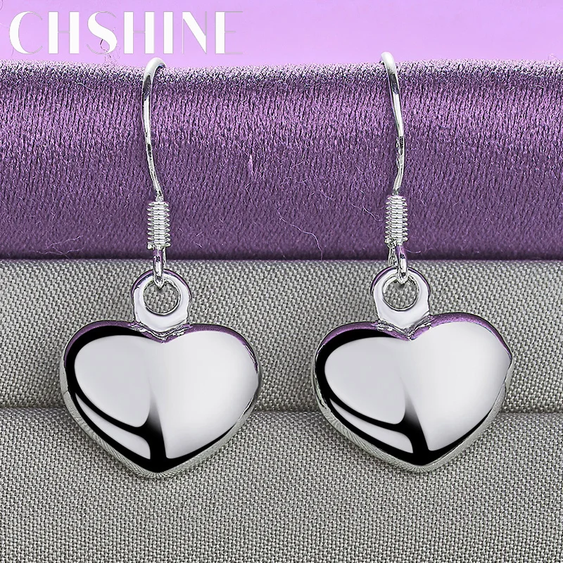 

CHSHINE 925 Sterling Silver Solid Heart Earrings For Women Wedding Engagement Fashion Charm Jewelry