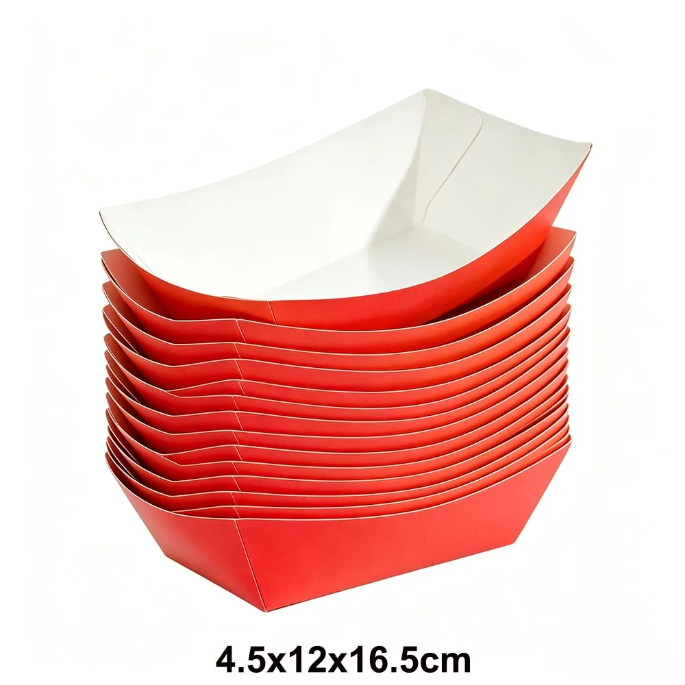 Einweg-Tischgeschirr Einfarbige Papier-Lebensmittelschale Snack-Box in Bootsform für Geburtstagsfeiern Babypartys Hochzeitsdekoration – Detail 6