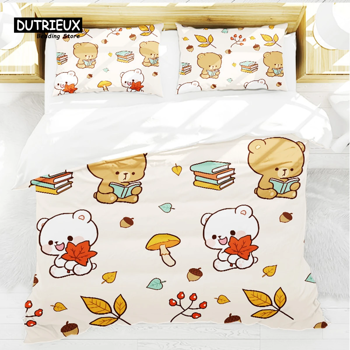 

Cartoon Animals Toddler Bedding Set For Kids Girls Boys Bedroom Decor Cute Bear Rabbit Cat 3D Print Duvet Cover Set Pillowcases