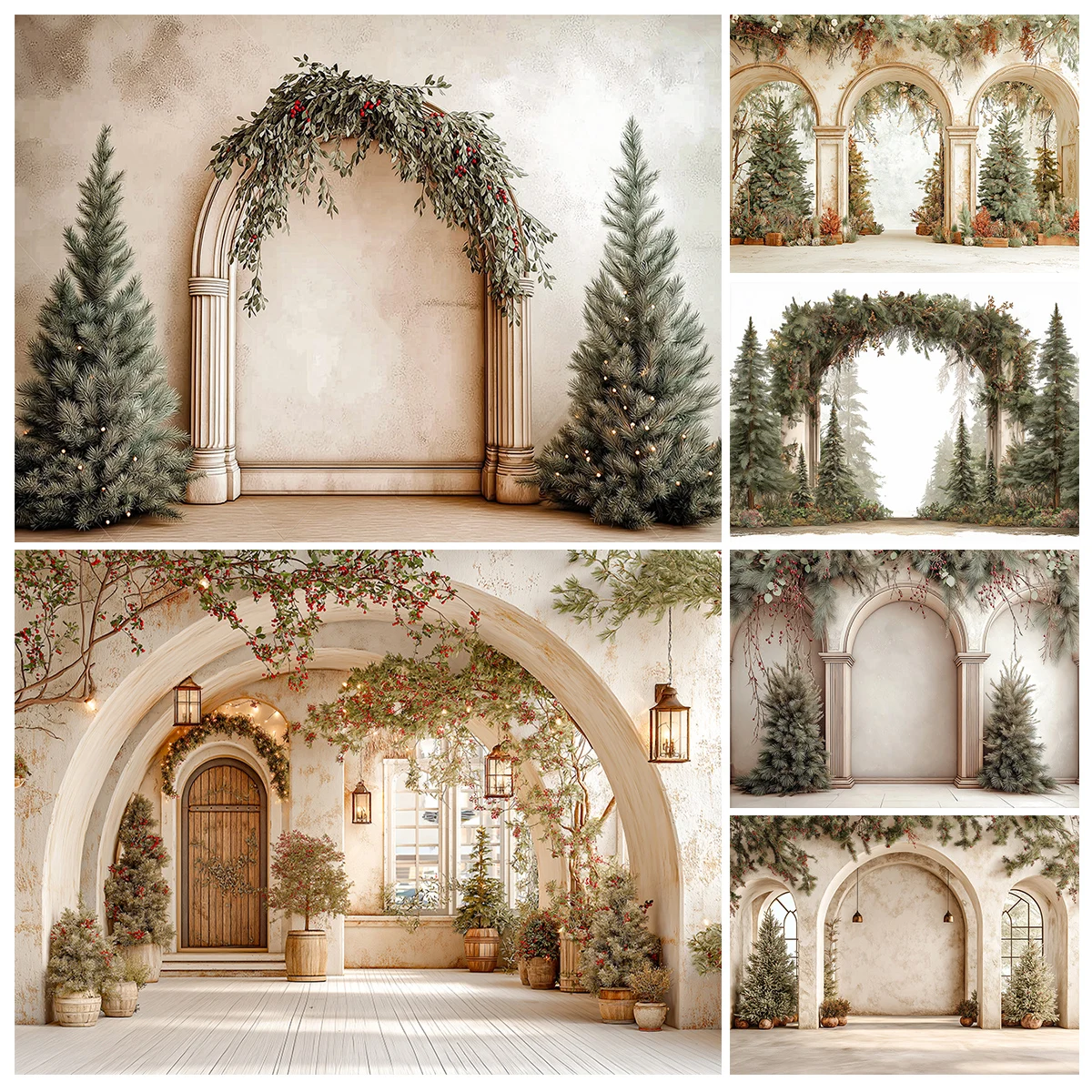 Arched Garland With Greenery And Berries Photography Backdrop Kids Baby Adult Portrait Backgrounds Cake Smash Photocall Decor