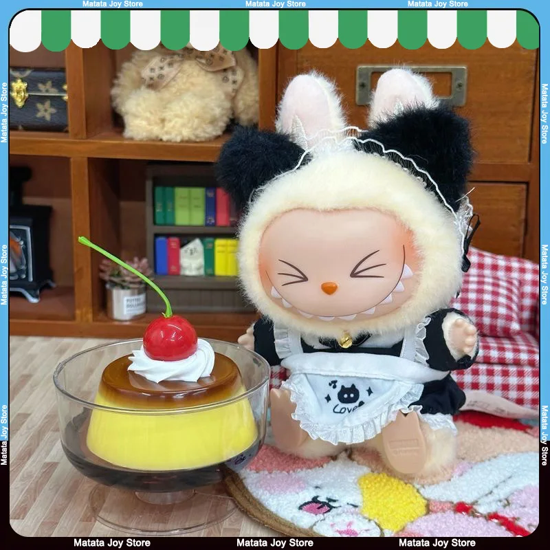 

Only Clothes Kitty For Labubu Doll 17cm Cat Maid Set Clothing Black White Dress Up Cute Black Tail Replacement Kawai Lace Apron