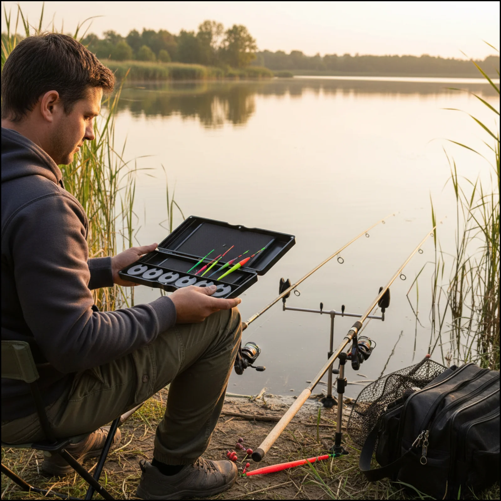 

Carp Fishing Tackle Box Rig Storage Case Lightweight Portable Fishing Rig Storage Box, Holder for Lake Freshwater Boat