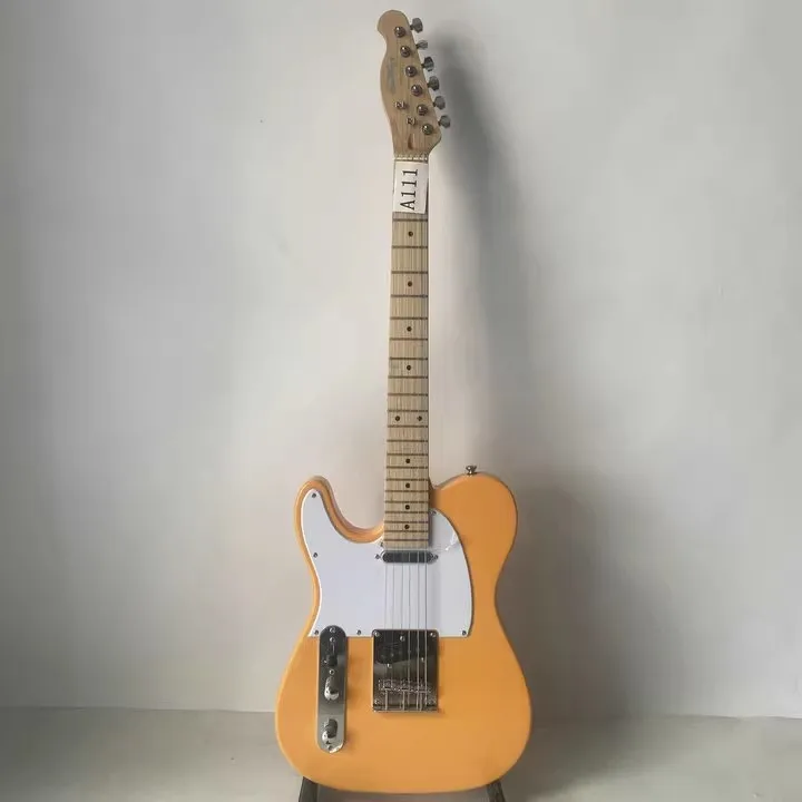 A111 Quincy Original 6 String Electric Guitar Yellow Color Body Left Hand TL Guitar with Damags Speical Sales Authorised