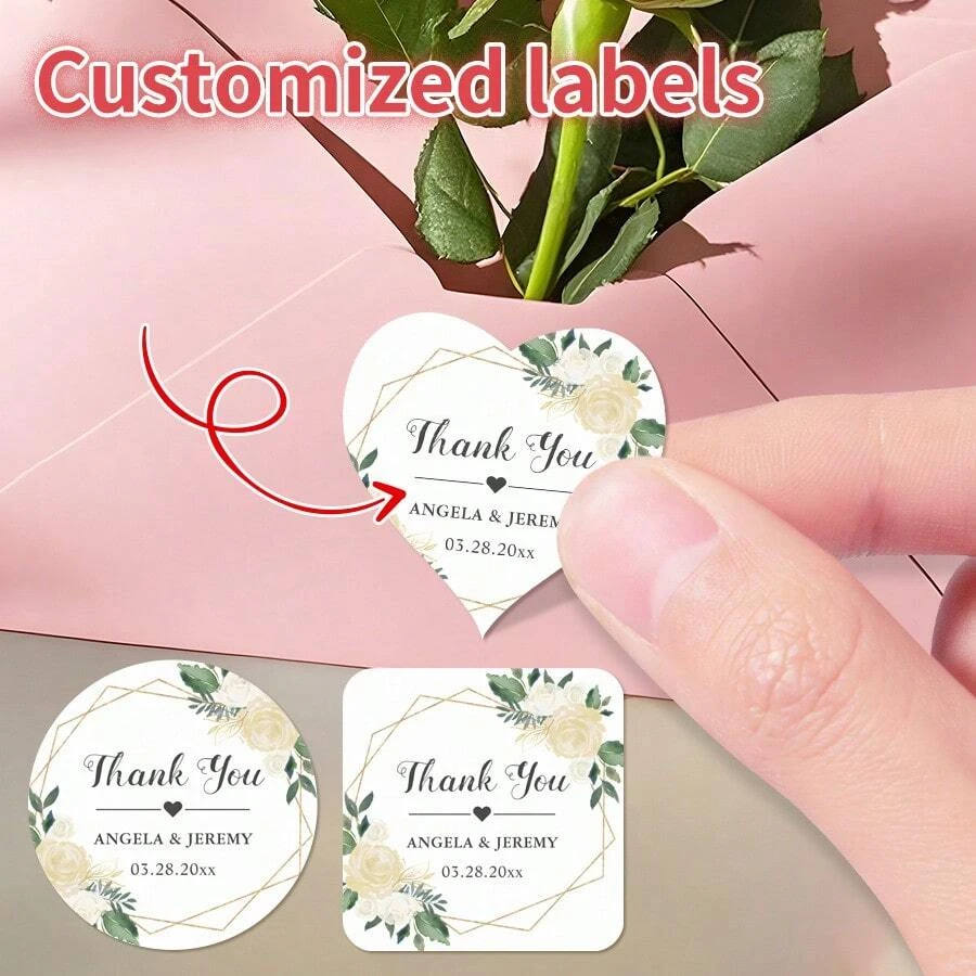 

Personalized Floral Name Stickers Customizable Labels With Names Dates For Wedding Invitations Party Favors Gift Boxes Graphic P