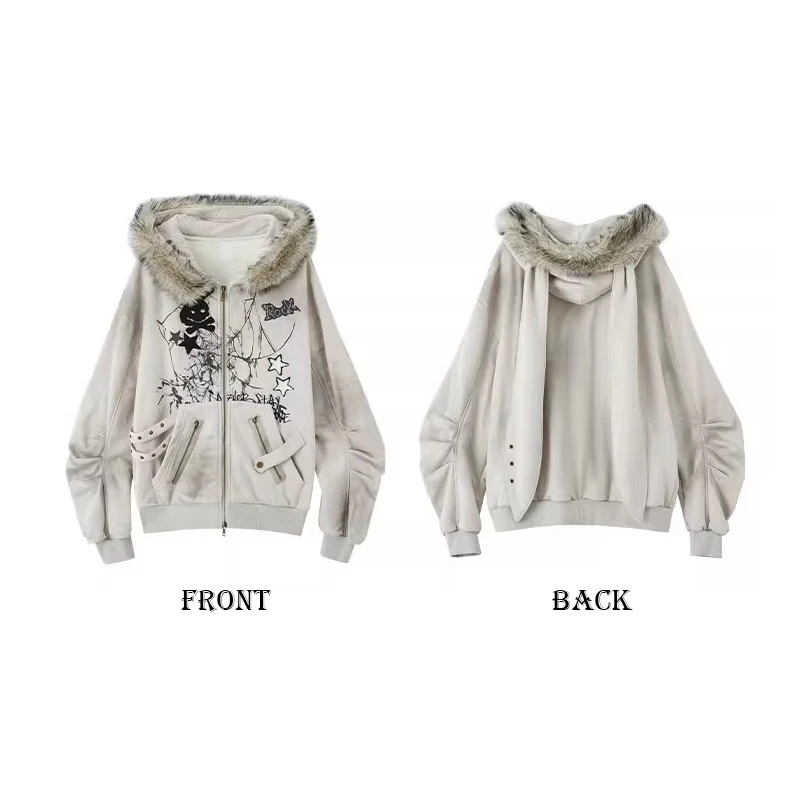 REDDACHiC Kawaii Bunny Ear Hoodies Jacket Women Thick Fleece Lined