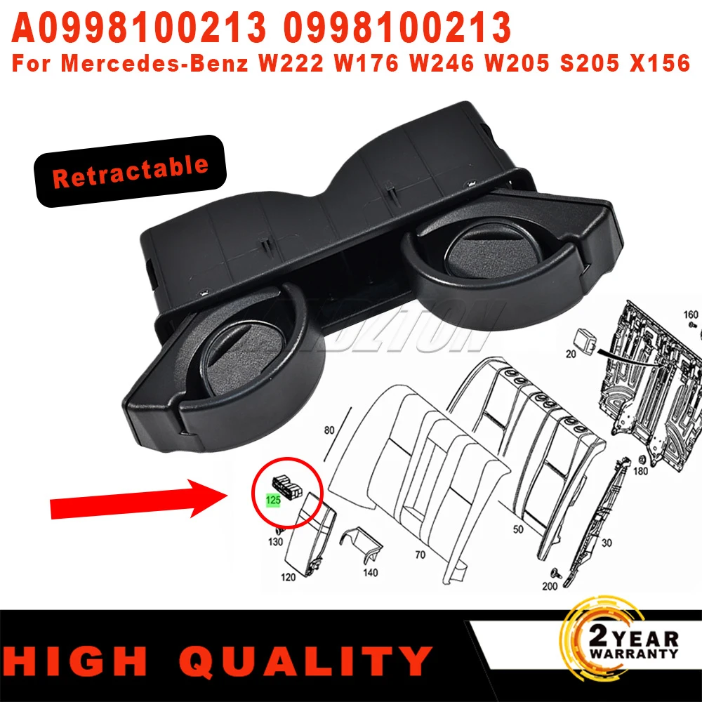 Rear Seat Armrest Insert Drinks Dual Cup Holder A0998100213 New For Mercedes-Benz W222 W176 W246 W205 S205 X156 car accessories
