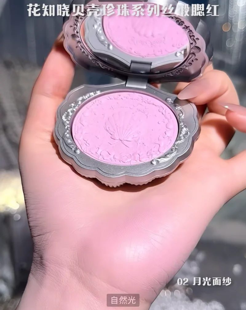 Flower Knows Shells Jelly Series Blush in rilievo Trucco viso Matte Shimmer Trucco nudo naturale impermeabile Guancia schiarente