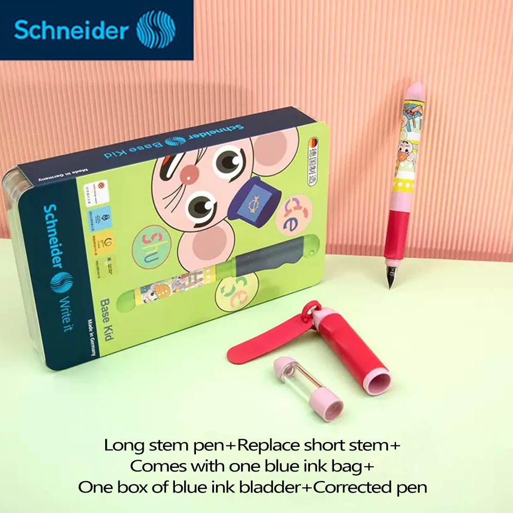 1Set Schneider BASE KID Fountain Pens Practicing Calligraphy and Writing Posture Kawaii Stationery Pens for Writing 0.35mm