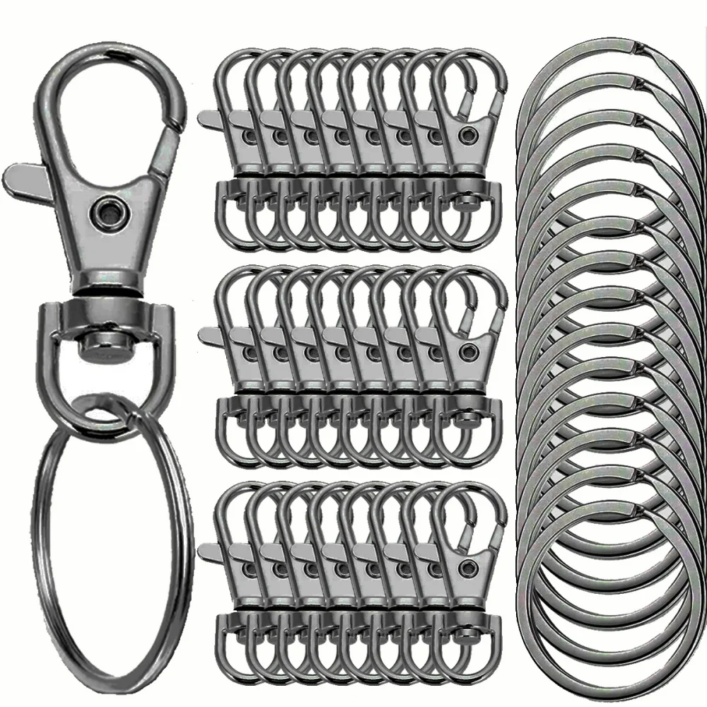 20/40/60 Stück Schlüsselanhänger-Haken mit Schlüsselring, Schlüsselanhänger-Clip-Haken mit flachem Ring für Lanyard, Schmuckherstellung, DIY-Bastelarbeiten – Detail 6