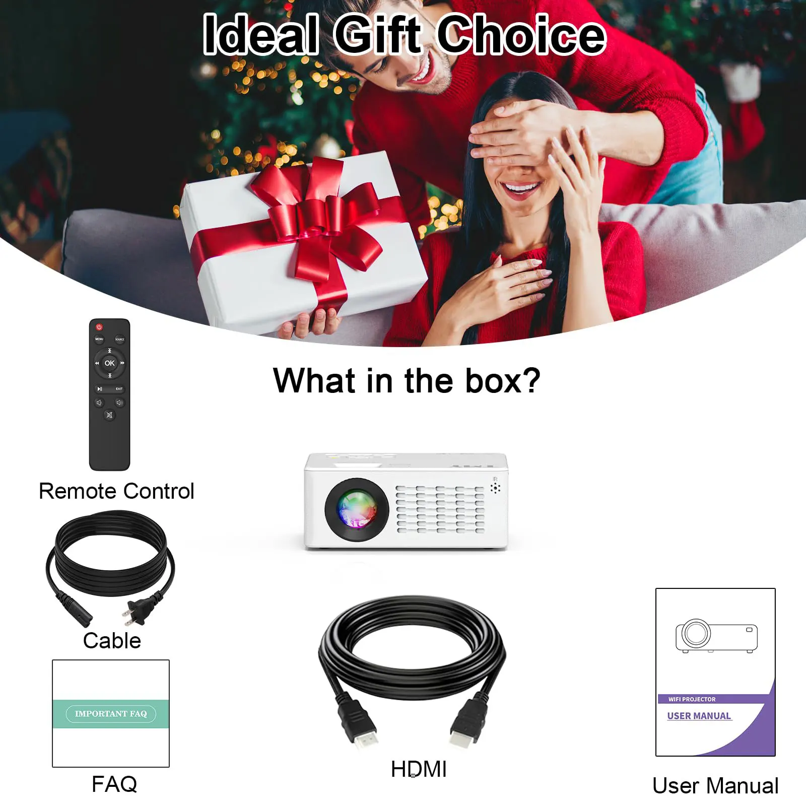 Mini 5G WiFi Projector With Bluetooth 5.1 Portable 1080P 4K HD Movie Projector Compatible With HDMI/USB/Phone Outdoor Projector