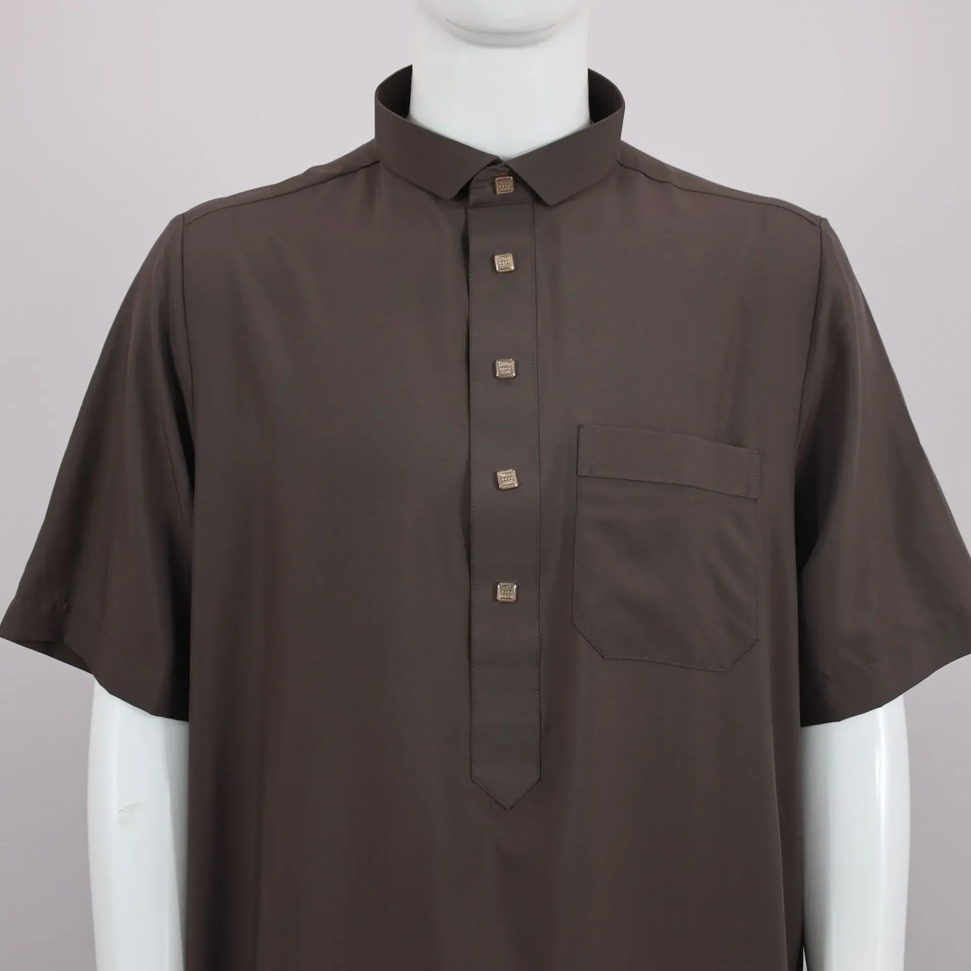 رداء رجالي مسلم عربي سعودي بأكمام قصيرة جوبا ثوب فستان العيد عباية تركيا قفطان إسلام ملابس ثوب صلاة دافحة ديشداشا