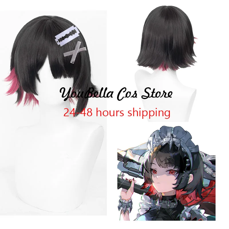 Game Zenless Zone Zero Ellen Joe Cosplay Wig Hairpin Short Hair Victoria Housekeeping Co. Resistant Synthetic Hair Roleplay Prop