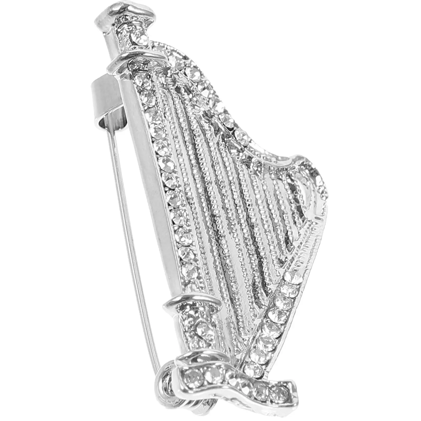 垂直ハープブローチラインストーン楽器ピン女性ファッションアクセサリーエレガントなスーツブートニエールウェディングドレスブローチバックパック