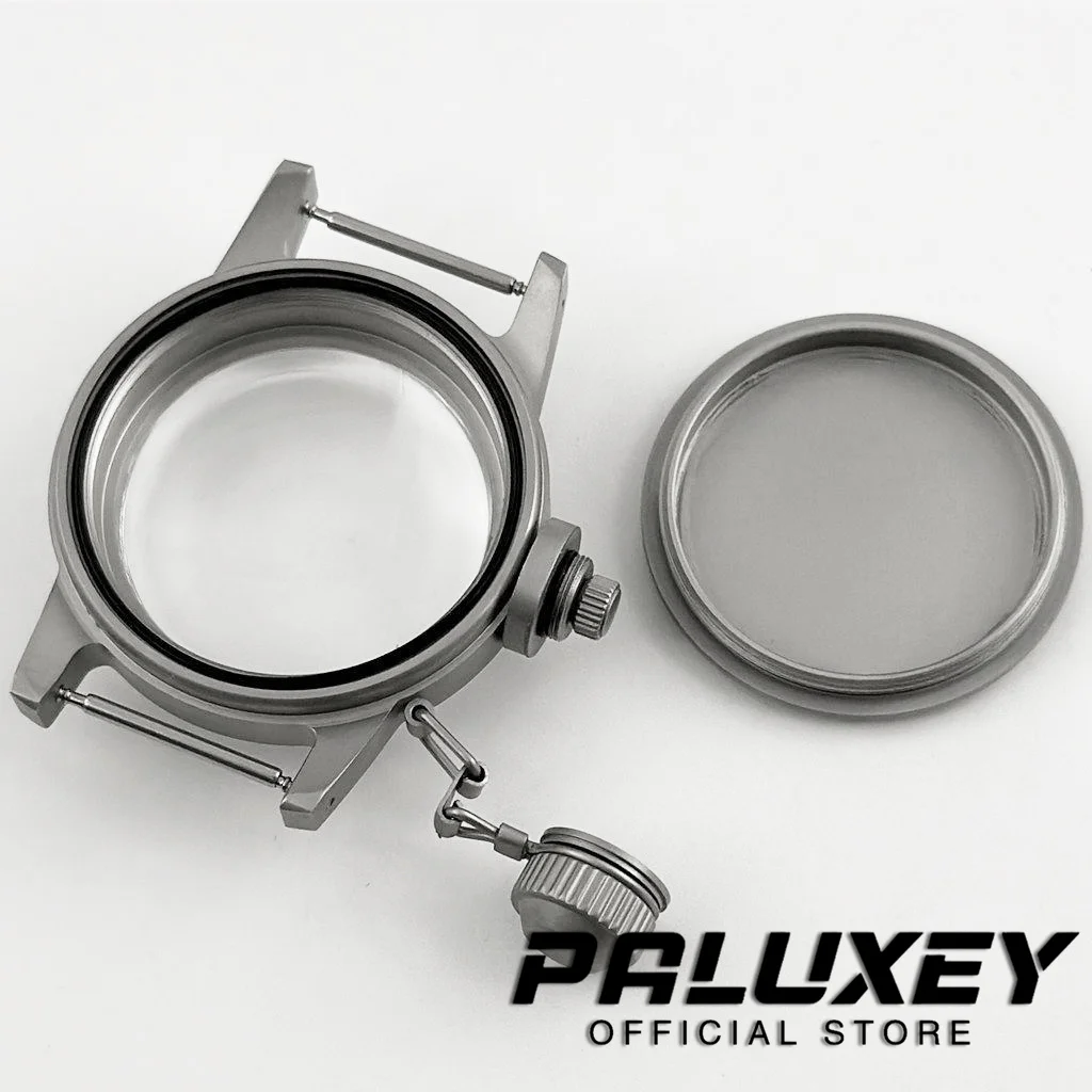 NH35 Estilo Vintage 36mm jateado de arena inoxidable Frogman caja de reloj de buceo cristal de zafiro arqueado adecuado para movimiento NH34 NH35 NH36