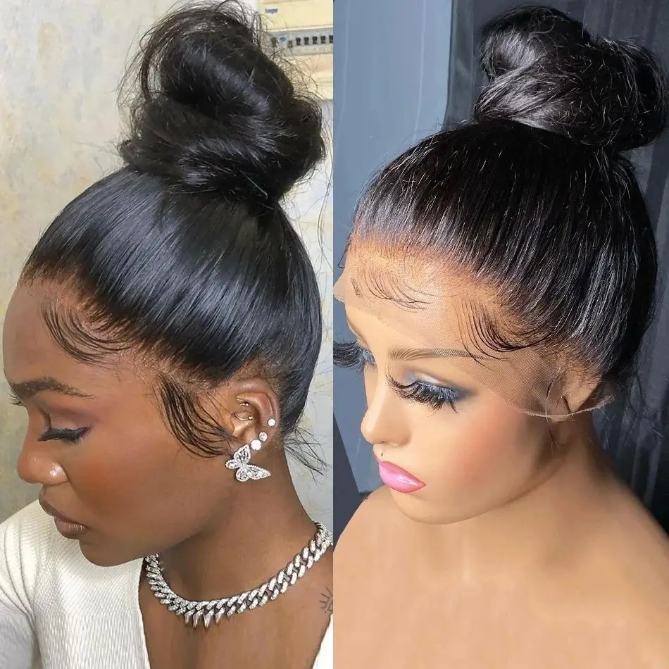 40 นิ้ว 360 ลูกไม้ตรงผมมนุษย์ Wigs 13x6 ความหนาแน่น 220 HD โปร่งใสลูกไม้ด้านหน้าวิกผมผมมนุษย์บราซิล Remy วิกผม