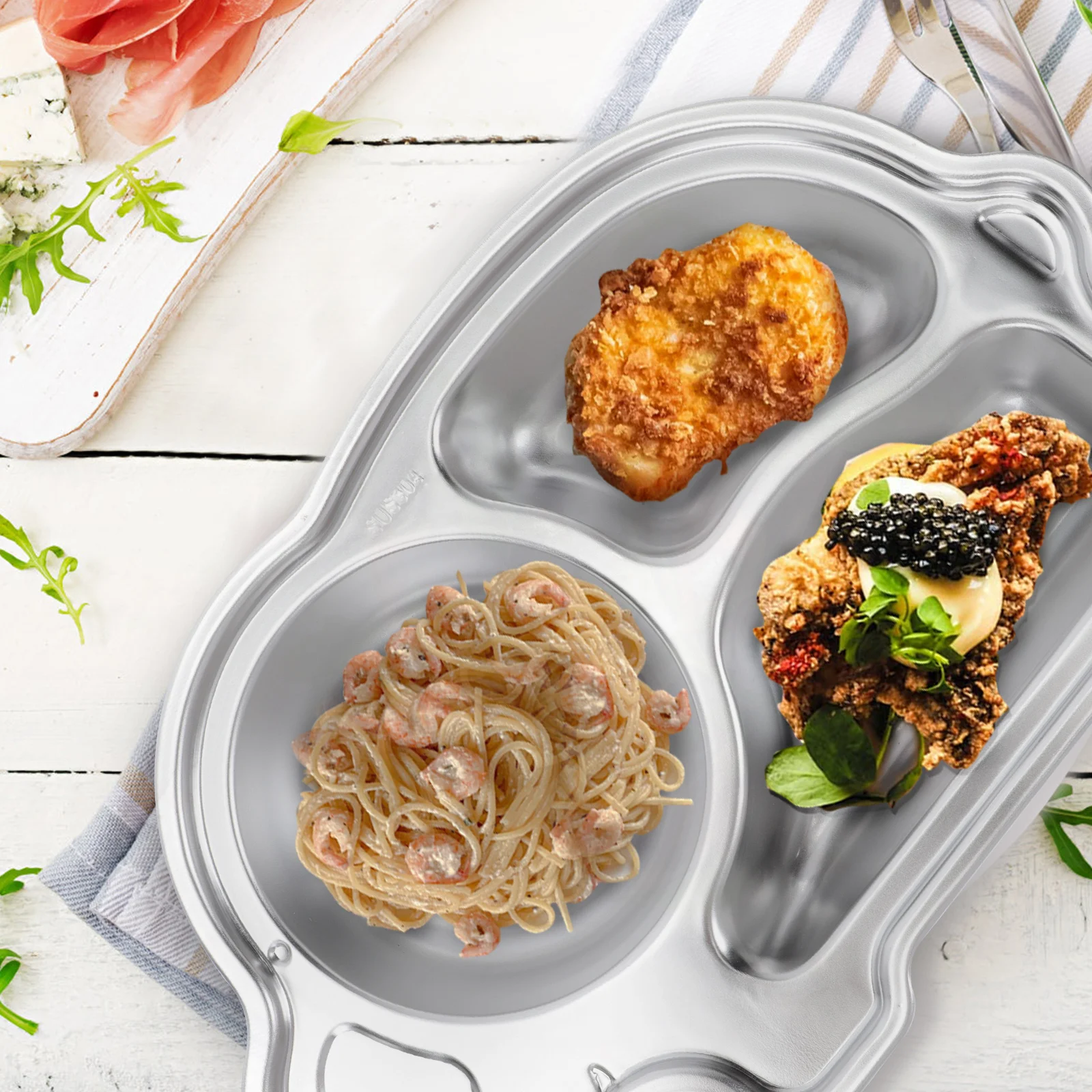 

Food Portion Plate Stainless Steel Dinner Serving Utensils Kids Plates High Quality