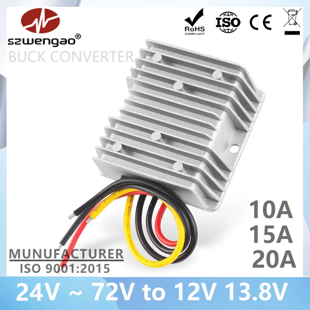 Best Quality 24V 36V 48V 60V 72V Step-down to 12V 13.8V 10A 15A 20A Buck Module DC DC Converter 276W Waterproof Transformer