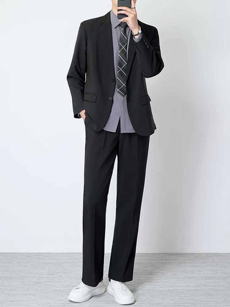 

Мужской повседневный костюмный комплект в американском стиле: модный свободный крой, весна-осень, высококачественная верхняя одежда для торжественных мероприятий