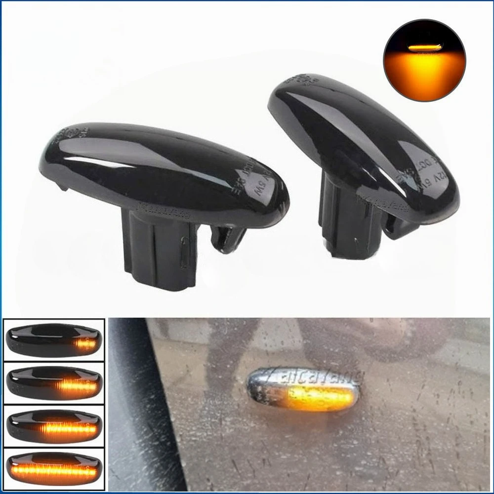 2PCS LED Dynamic Sequential Front Fender Side Marker Turn Signal Light for Toyota Vios Yaris 2014-2019